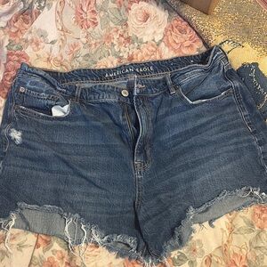 American Eagle Outfitters Women's Frayed Blue Denim Shorts